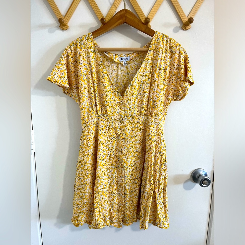 Yellow Floral Mini Dress